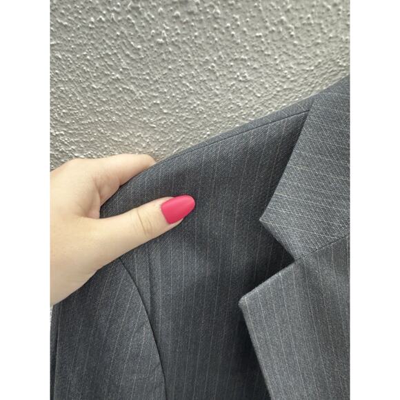 Cross & Winsor Mens Suit Coat 42R Gray Pinstripe Two Button Up Single Breasted - Picture 6 of 16